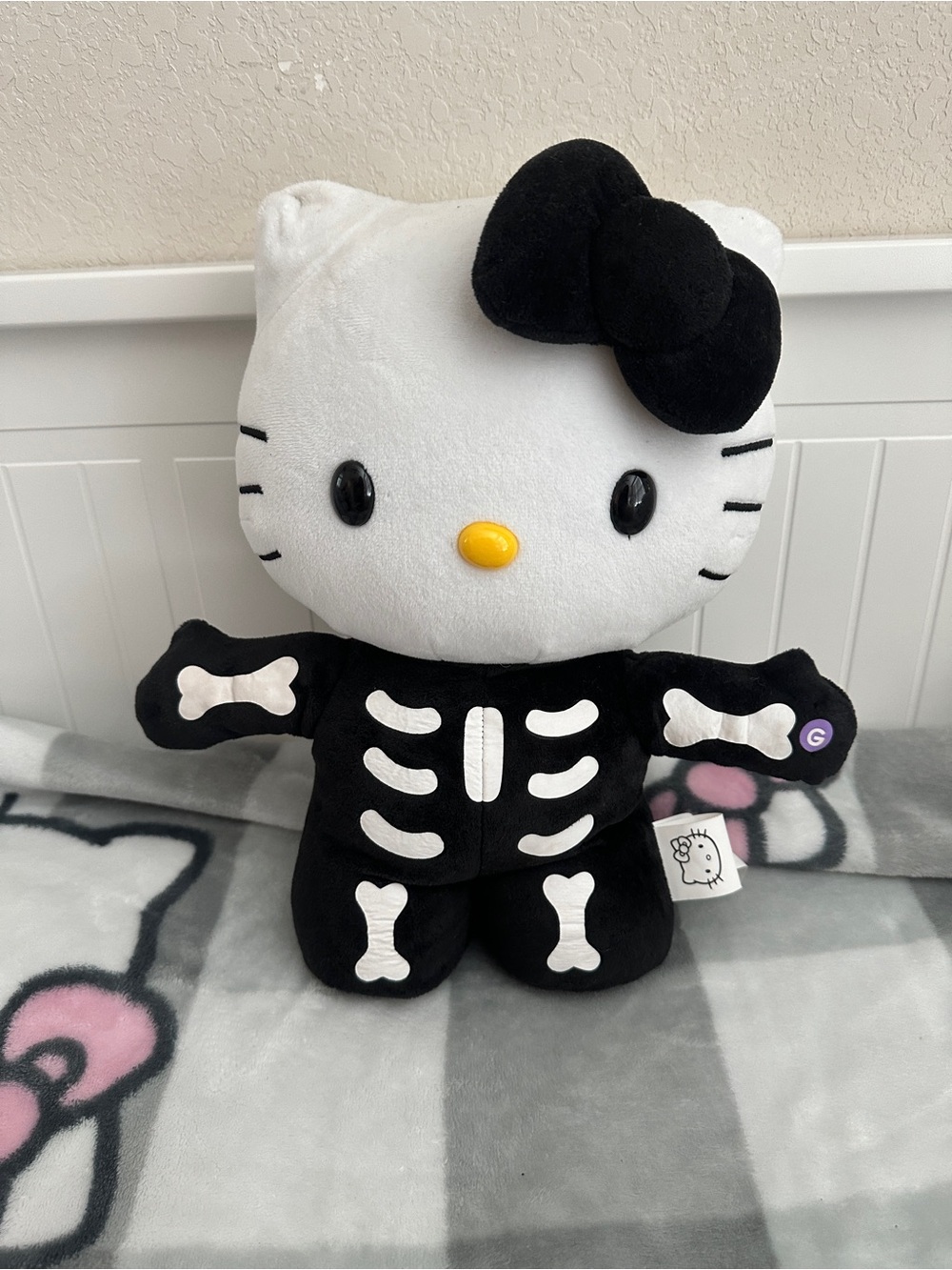 Sanrio Hello Kitty Black & White Skeleton Plush